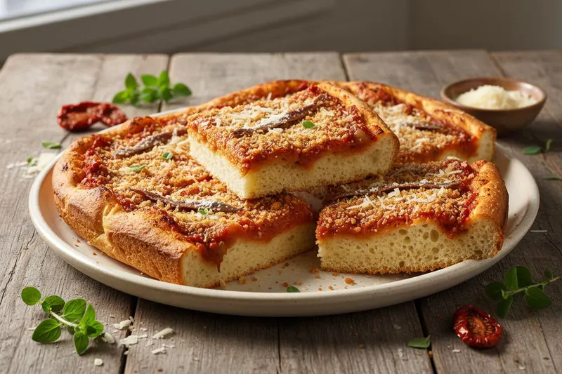 Sisilialainen sfincione-pizza